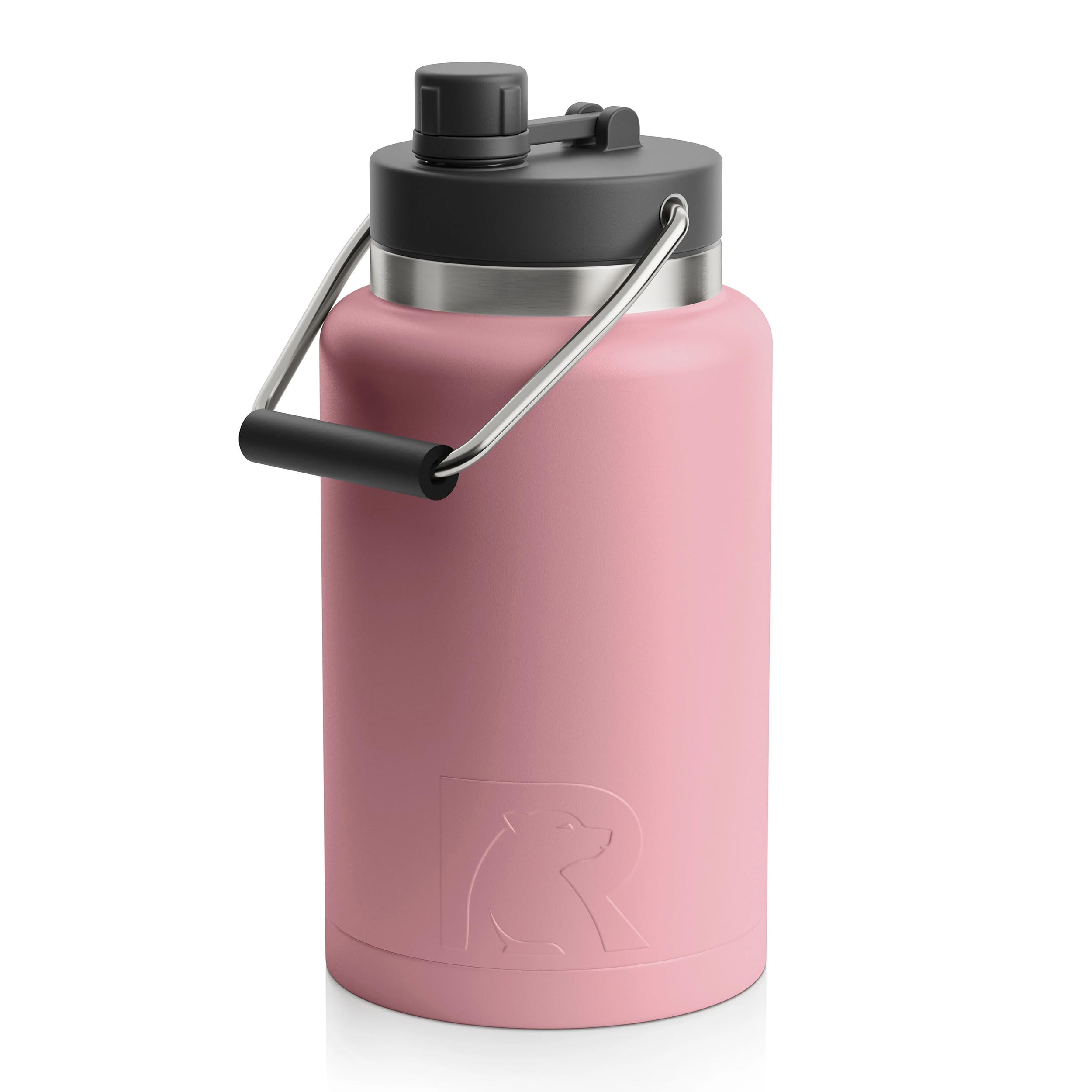 RTIC Half Gallon Jug with Handle, Vacuum Insulated Water Bottle Metal Stainless Steel Double Wall Insulation, Flask Hot and Cold Drinks, Sweat Proof for Travel Hiking and Camping, Dusty Rose