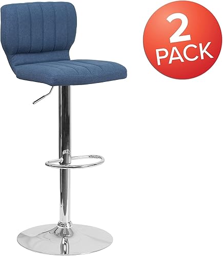 Vista 70 de Flash Furniture Taburete de bar de altura ajustable de vinilo marrón contemporáneo con respaldo vertical y base cromada