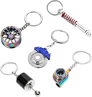 5 PCS Car Parts Model Key Chains, Metal Turbo Keychain Set, Trendy Shock-Absorbent Car