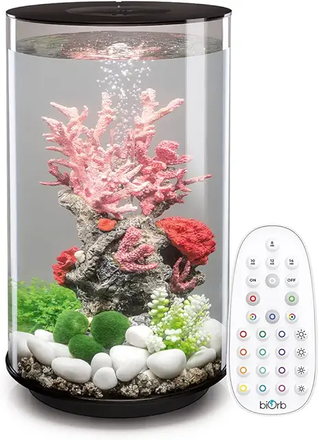 biOrb Tube 30L Black Aquarium with MCR LED Lighting - Complete Terrarium Kit