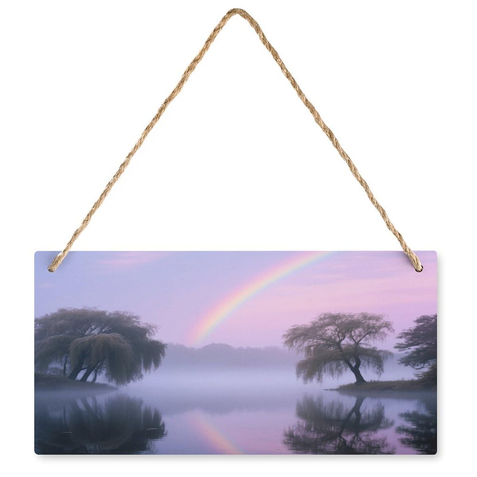 Fodpand Style Willow Forest Rainbow Wall Art Wooden Hanging Sign Decor, Artwork For Wall Decoration, Funny Plaque For Bedroom Kitchen Living Room Home Decoration 9.8 X 4.9 Inch