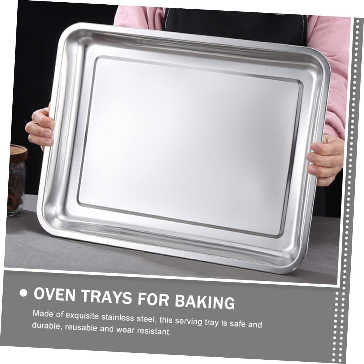 Hemoton 3pcs Stainless Steel Baking Tray for Food Serving Bbq and Oven Use Food Plates for Restaurant Parties and Picnics