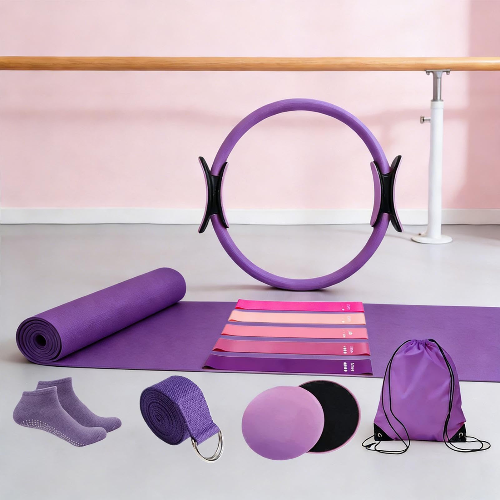 Zestaw pilatesu, 12 sztuk akcesoriów do jogi i fitnessu | Sprzęt do pilatesu | Trening dla początkujących Rodzina Przyjaciele Strona główna Siłownia Do użytku w pomieszczeniach Codzienne użytkowanie
