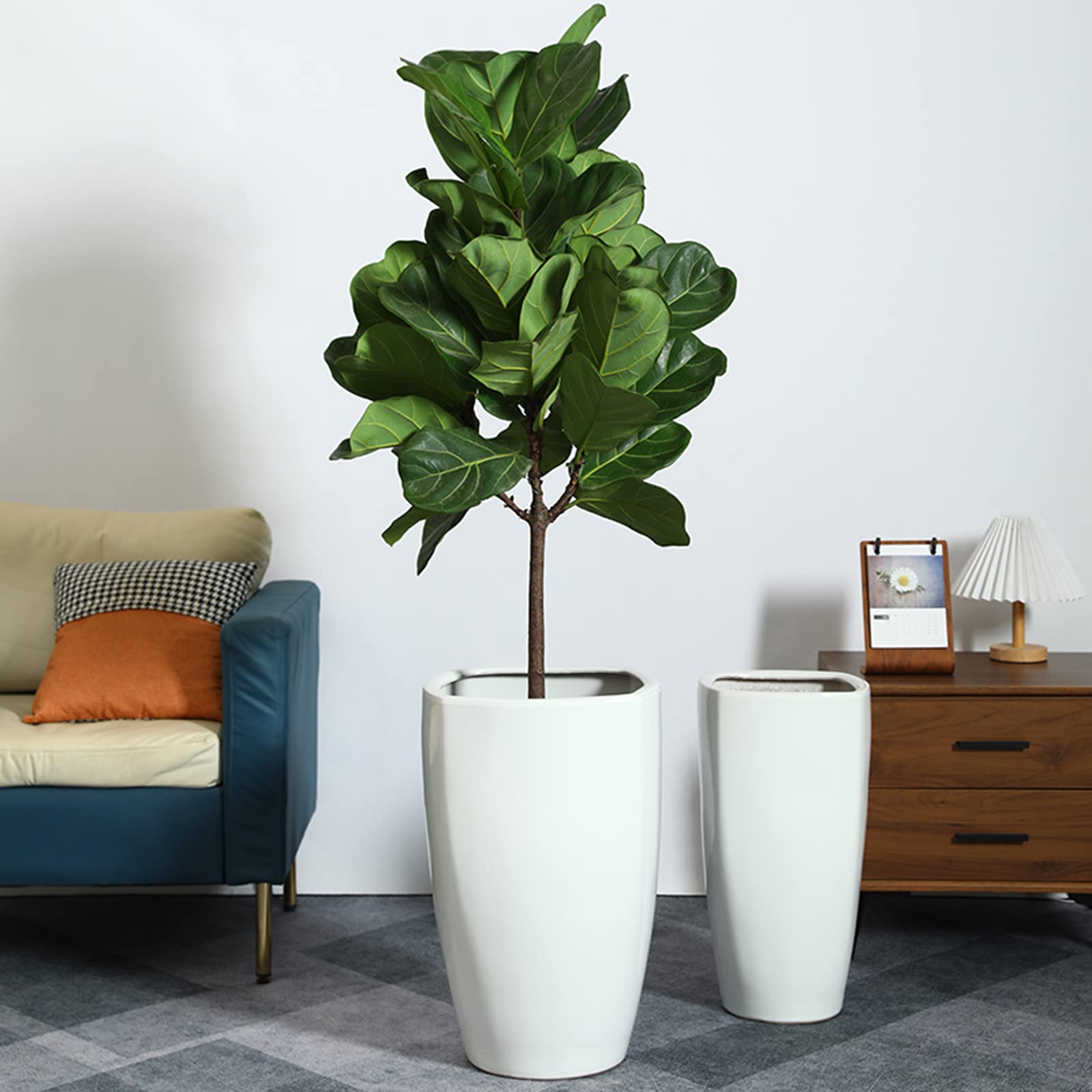 Vasi da Giardino Vasi per fioriere in Ceramica con Fori di drenaggio, Grande Vaso per Piante per Interni, Esterni, Ufficio, casa, Giardino, Cucina (Bianco)