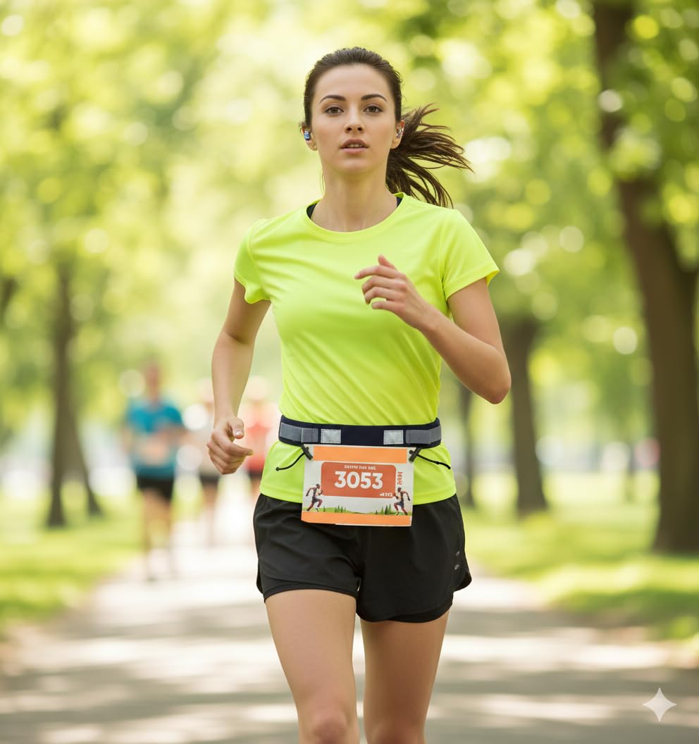 Livfit Professional Race Number Belt | Adjustable Bib Holder for Running, Marathon, Triathlon & Cycling | Ultralight with Gel Loops (Pack of 1, Assorted Color)