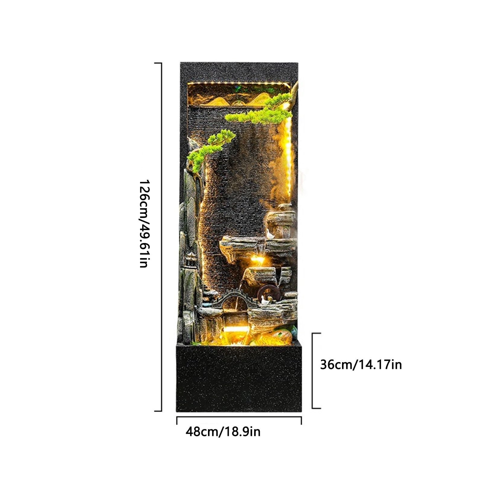 Jingzai202405 Indoor Floor Fountain Indoor/Outdoor Garden Water Fountain with LED Lights, Large Rockery Floor-Standing Fountain, Waterfall Feature for Home Garden Decor Water Fountain