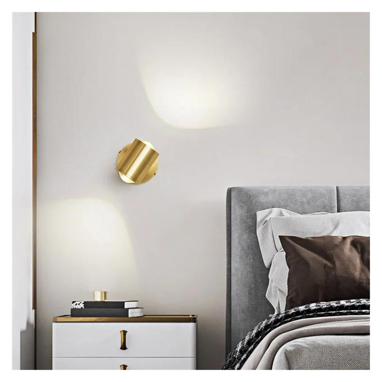 ZTCHSENZT Wall Sconces, Copper Luxury Bedside Bedroom Rotatable Wall Lamp Nordic Modern Minimalist Aisle Corridor Staircase Living Room Background Light,B