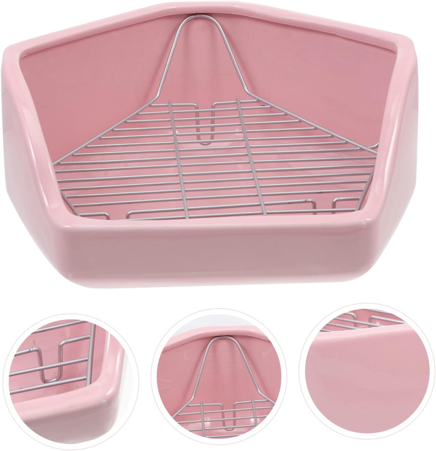 Happyyami Rabbit Toilet Hamster Pet Guinea Pig Potty Trainer -Tipping Toilet for Bunny Big Rabbit Bunny Toilet Rabbit Potty Oversized -Tipping Toilet Pink Ceramics Triangle Litter