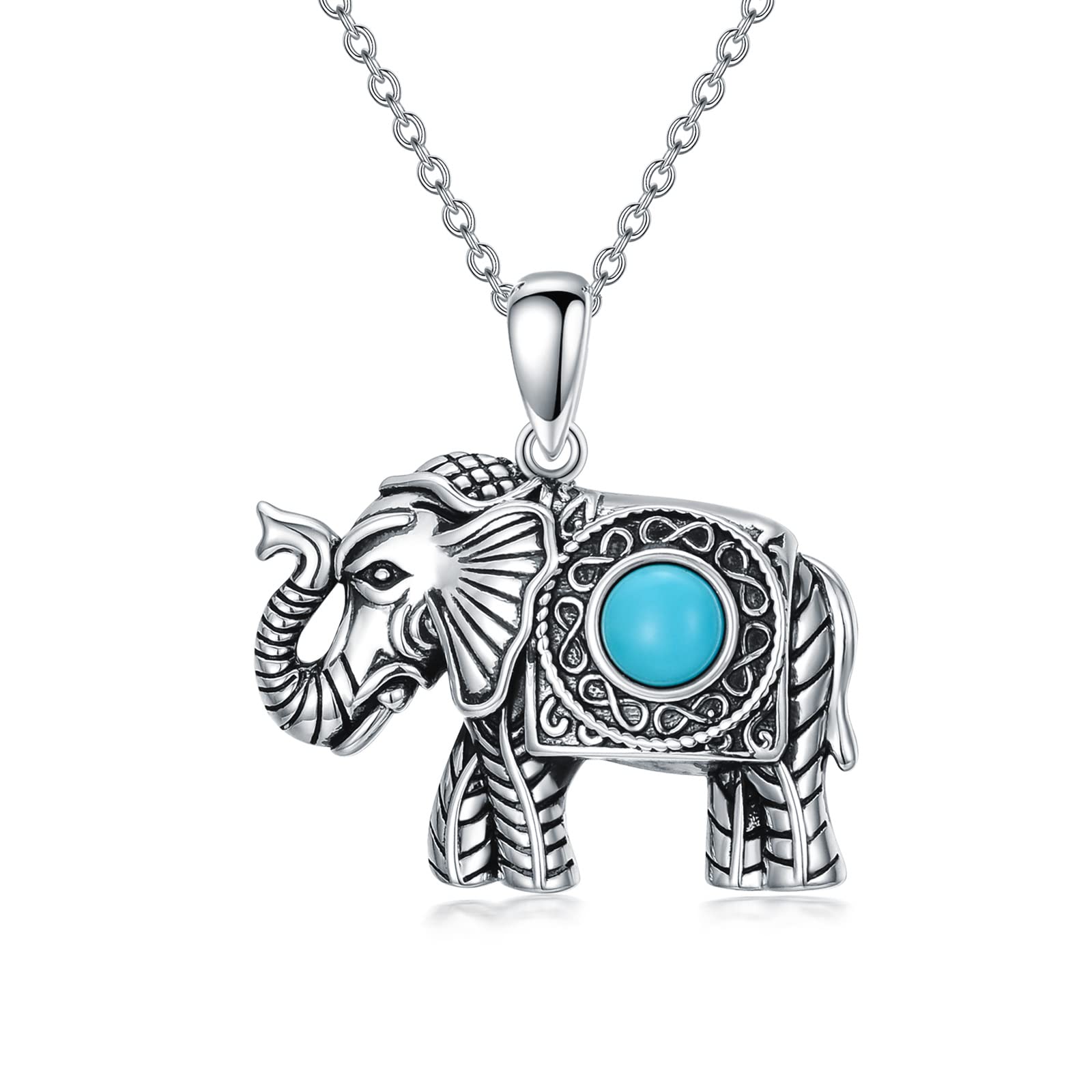 BETHZABETHZA Elephant Necklace 925 Sterling Silver Good Luck Elephants Pendant Genuine Gemstone Lucky Animal Jewelry Gifts for Women