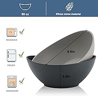 Vista 3 de Wrova Cuencos Grandes de Paja de Trigo de 65 oz - Juego de 6 Cuencos Grandes para Ensalada - Cuencos para Servir Irrompibles - Aptos para Microondas