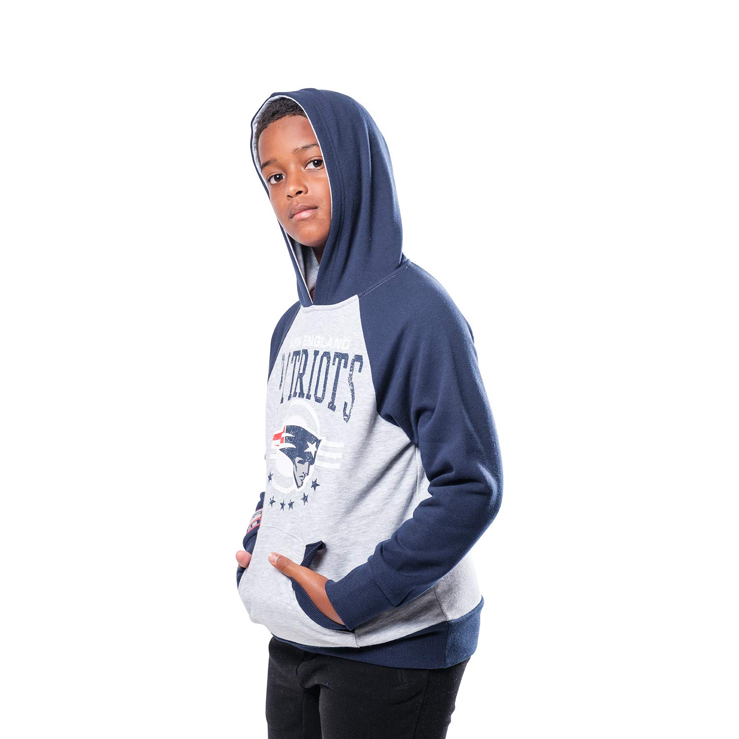 Ultra Game NFL New England Patriots Youth Standard Fleece Pullover Hoodie University Sweatshirt, Team Color, 18/20