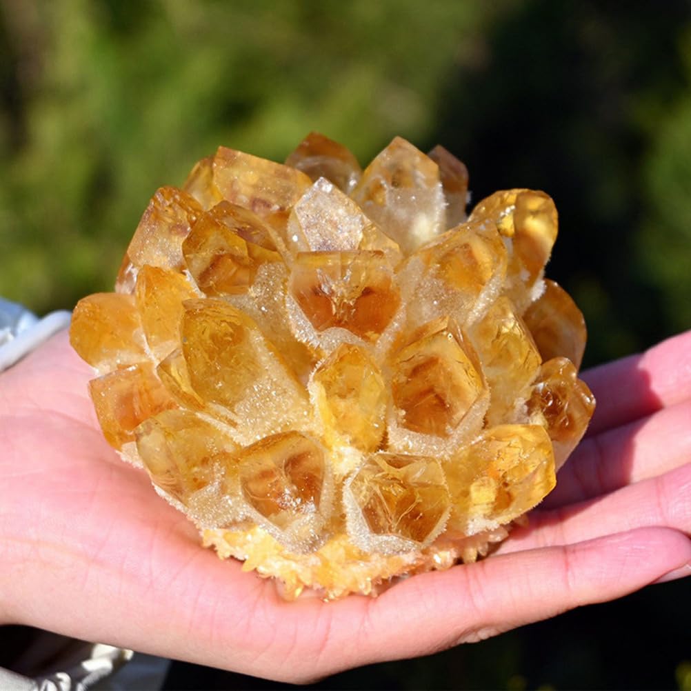 BJXKHFPIV Citrine Crystal Cluster for Home Decor,Quartz Crystal Cluster and Stones,Irregular Shape Crystal for Gift,240~300g