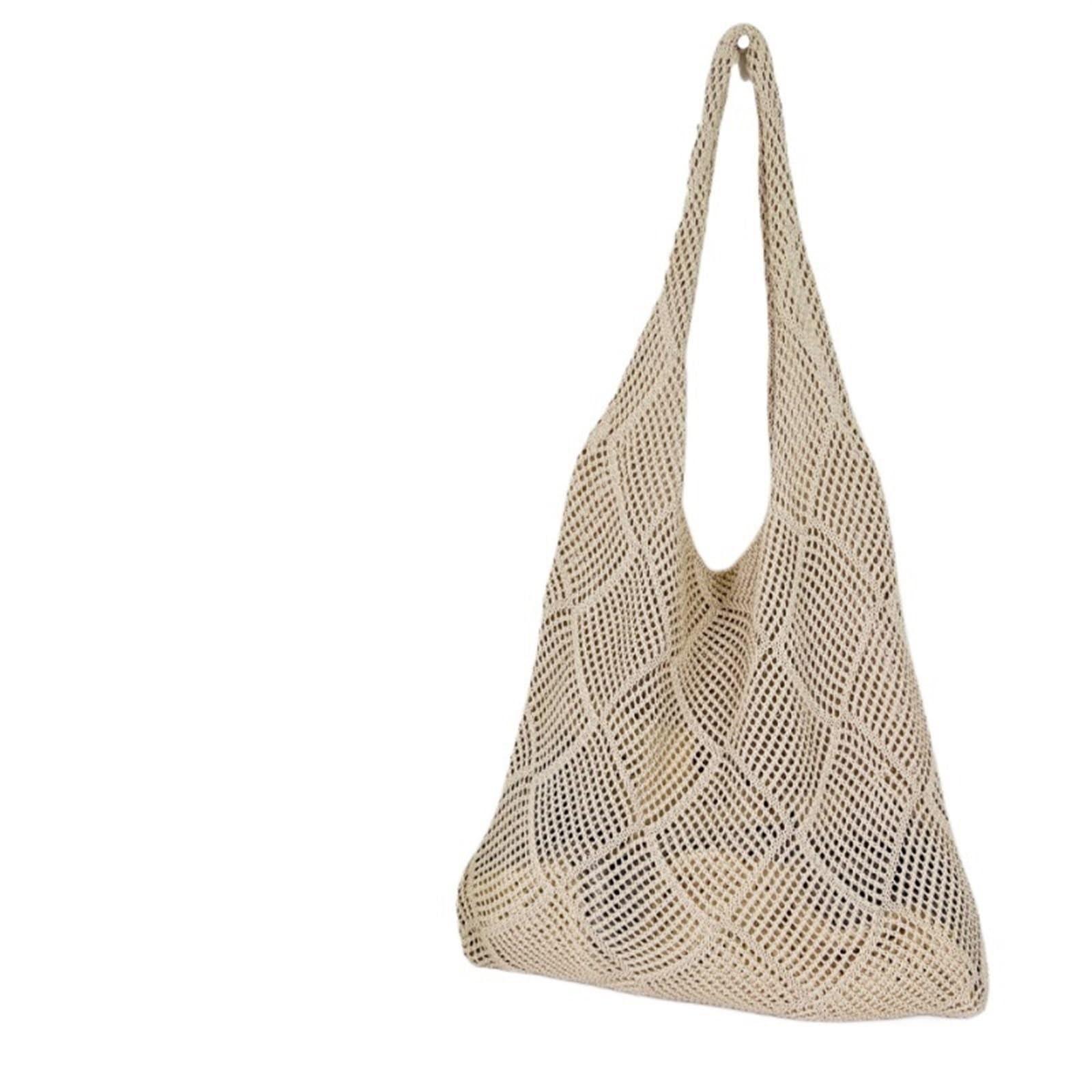 Ebzfaso Women's Khaki Polyester Crochet Shoulder Bag