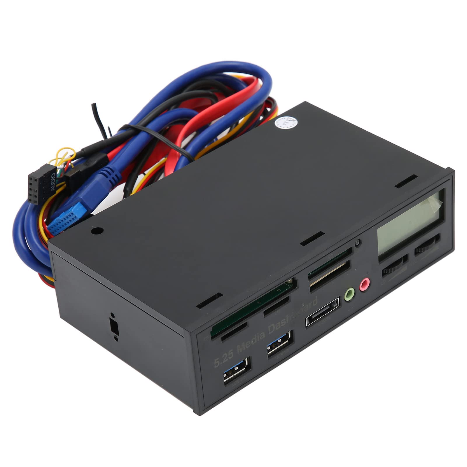 Ausla Media Dashboard USB3.0 Front Panel Hub, 5.25in Display LCD