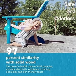 YEFU Plastic Adirondack Chairs Weather Resistant Patio Chairs 5 Steps Easy Installation Like Real Wood Widely Used in Outdoor Fire Pit Deck Lawn Outside Garden Chairs Pacific Blue