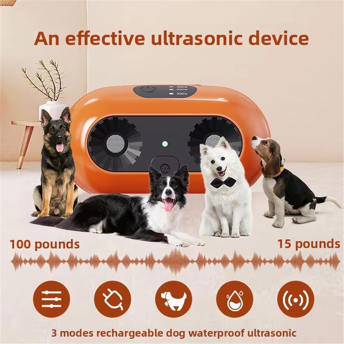XAUCY Dispositivo anti-abbaio ad ultrasuoni dispositivo per abbaiare per esterni dispositivo di abbaiamento del cane nel cortile Dispositivo intelligente anti-abbaio per interni ed esterni