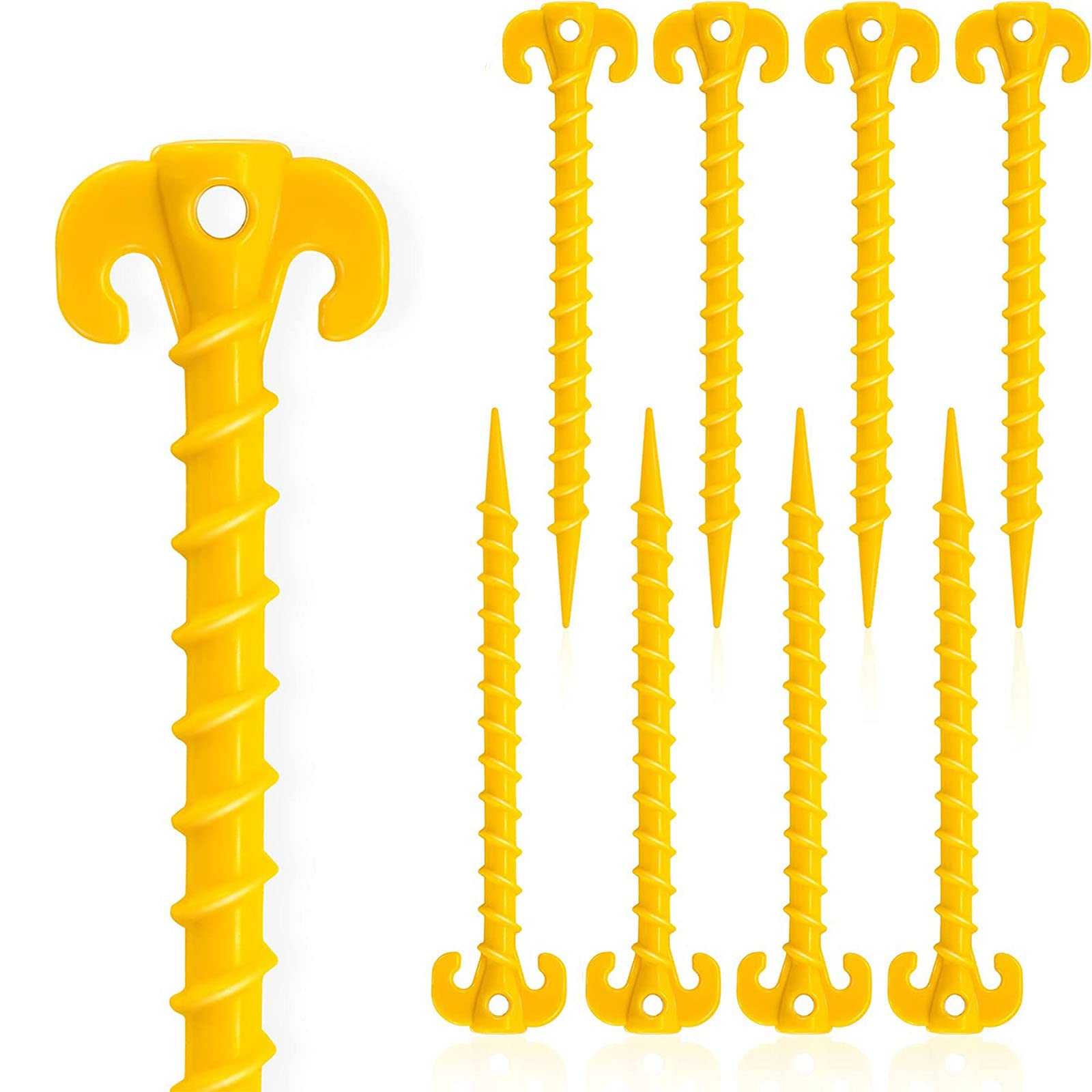 8PCS Beach Tent Pegs,Canopy Stakes Tent Stakes,Heavy Duty Screw Shape Ground Anchor Nail, Outdoor Tent Stakes Ultimate Ground Anchor Pegs，Camping,Sandbeach.