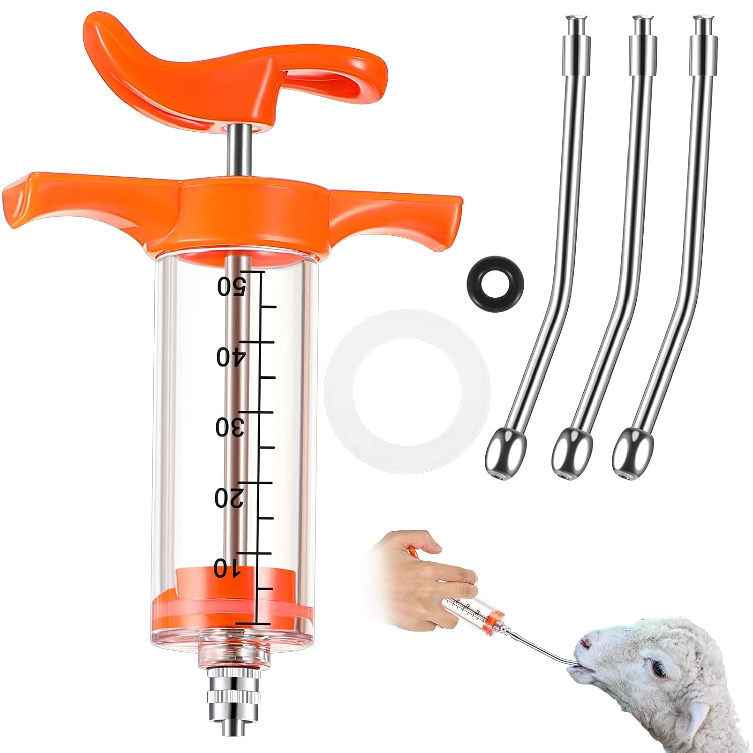 50 ml Goat Drench Syringe with 3 Drench Nozzle Adjustable Dosage