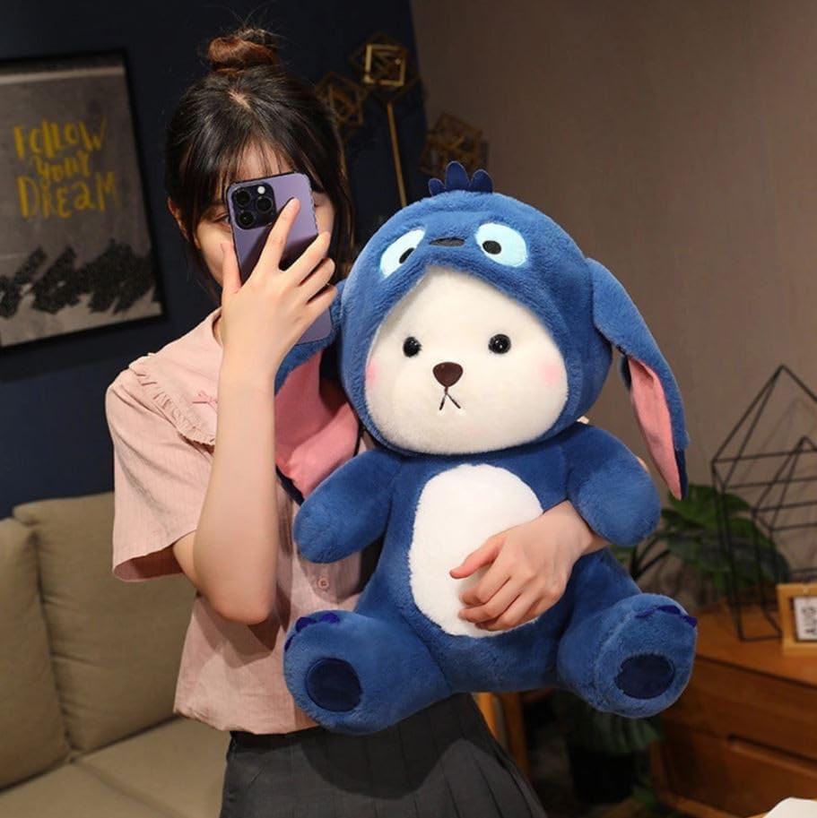 Image of Liquortees Big Teddy Bear Soft Toy, Soft Toys for Baby Girl, Baby Plushies Hoddy Teddy Bear, Kids Toys, Stuffed Toys, for Girls - (28 Cm Blue)
