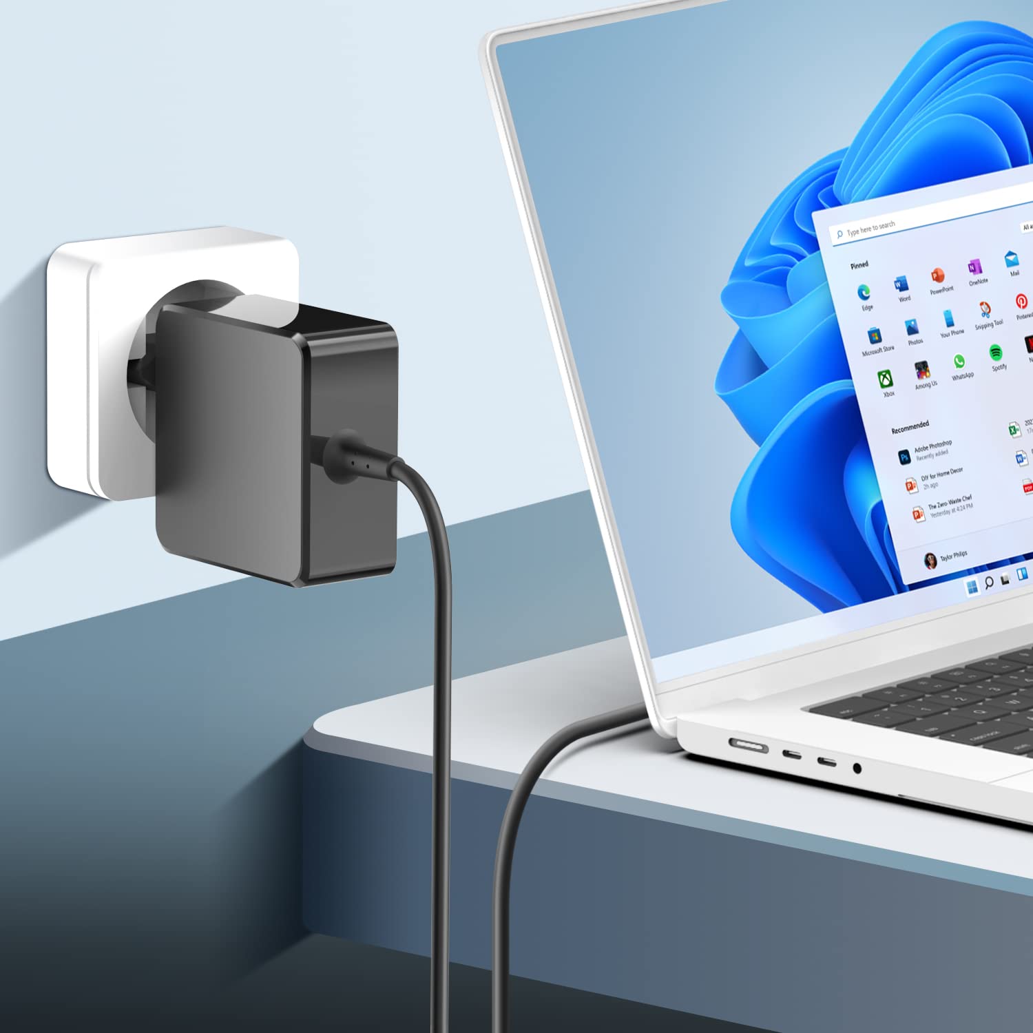 HKY Alimentatore di rete USB C PD da 65 W per JBL Xtreme 3 Sony VAIO SX14-R Samsung Book 5 Pro Terra Mobile 1610 1471 1671 Notebook WORTMANN AG 1480409 1480371 alimentatore di rete 65 W cavo di