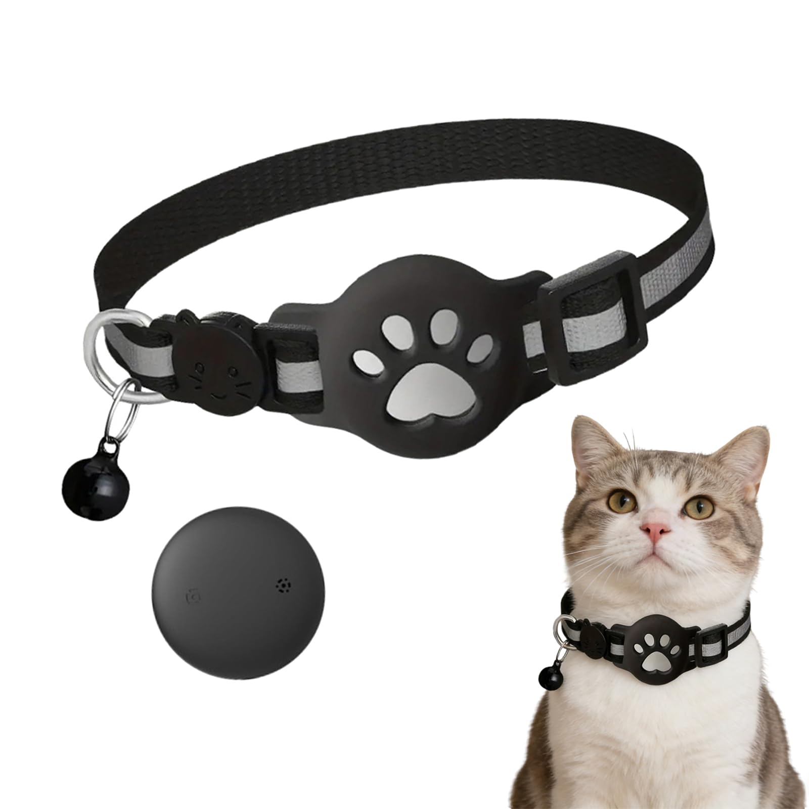 Cat Tracker Collar for Small Cats Real Time Cat GPS Tracker,No Monthly Fee,No SIM Required,Pet Tracker for Cats Works (Black) โ image 1