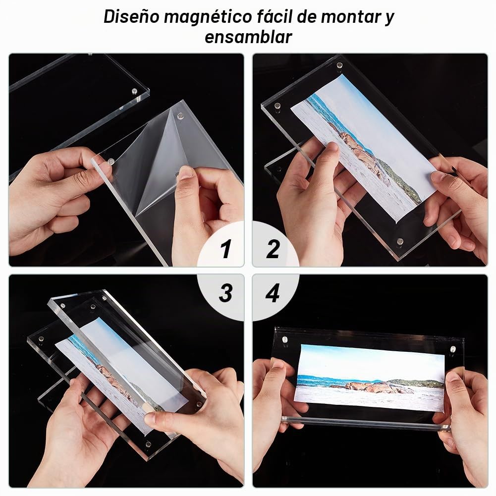 AHANDMAKER Marco de billetes de dólar acrílico autónomo para exhibición de monedas, marco de fotos de licencia comercial de doble cara, 7.9 x 3.9 pulgadas