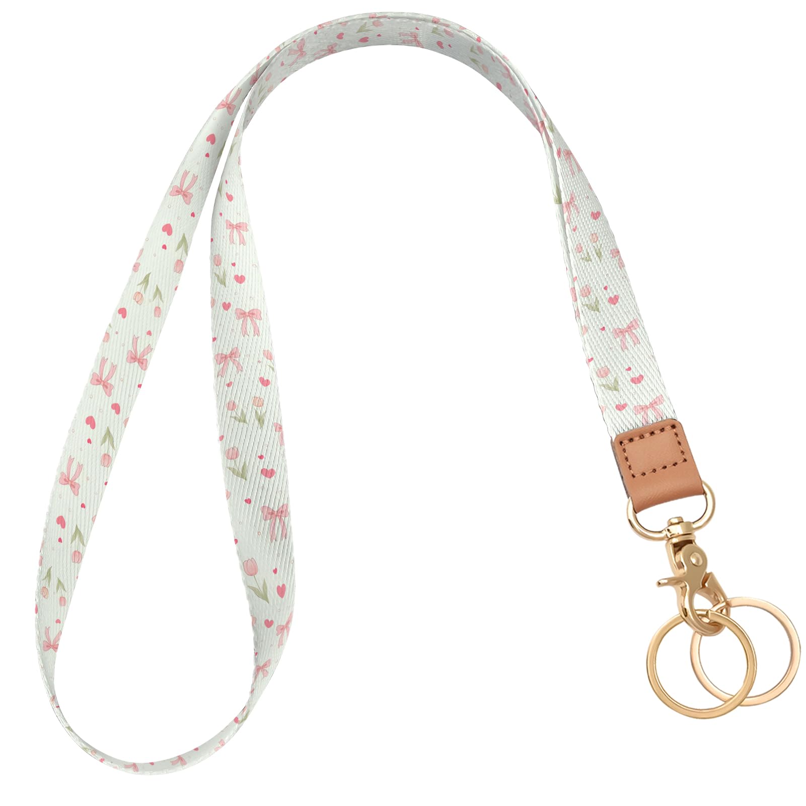Knagsfa Lanyards for Keys, Neck Lanyards for ID Badges with Metal Hook, Cute Lanyard Keychain for Women, Tulip Bow — image 1
