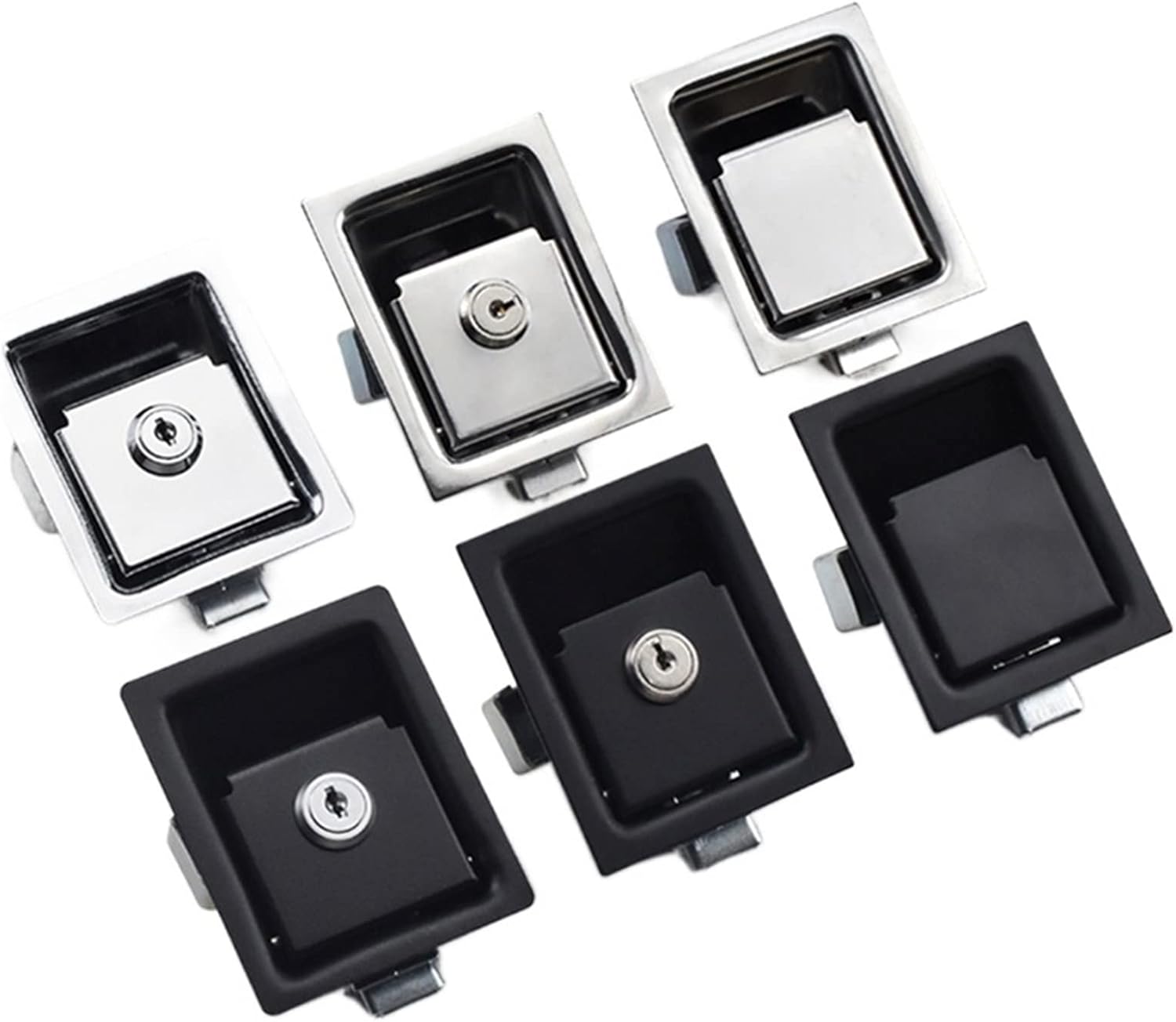 Stainless Steel Paddle Handle Lock Door Latch Heavy Duty Flush Mount for Door Trailer 1Pcs(Black with Key)