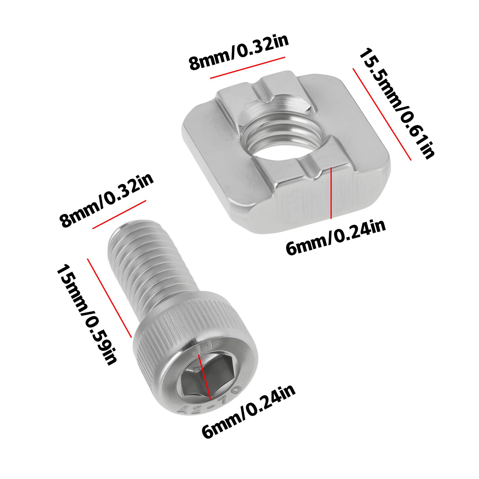 SG Store 10Pcs M8 T-Slot Nuts Stainless Stee fits 30 Series Aluminum Profiles with M8 Screw - Image 4