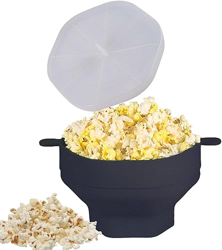 Miniatura 9 de Tazón para palomitas de maíz, gran máquina para hacer palomitas de maíz, cuenco creativo para calentar microondas, cuenco plegable, cuenco de