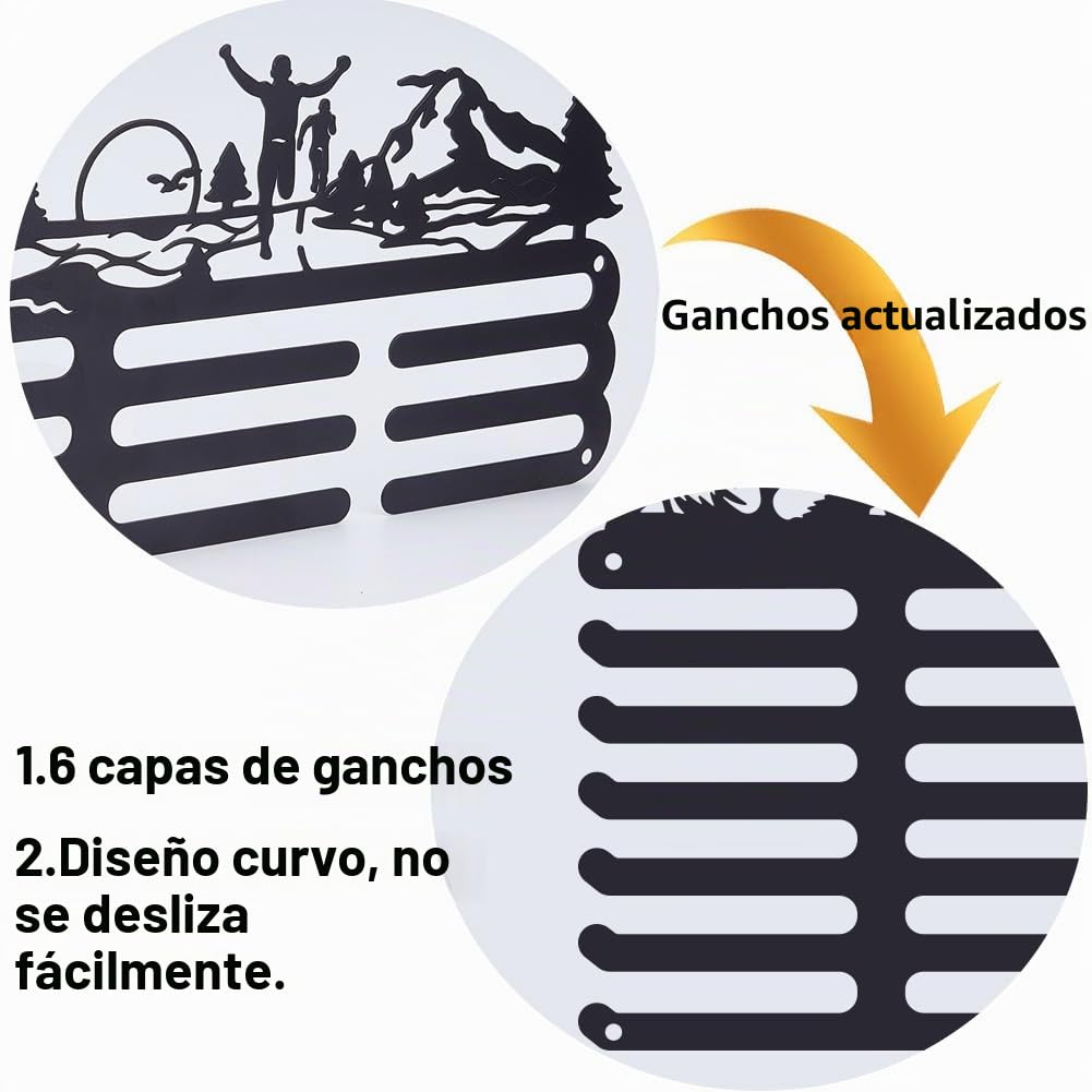 SUPERDANT Portamedallas Deportes Medallas de Metal Organizador de Medallas de Pared Gancho Antideslizante Regalos para Atletas
