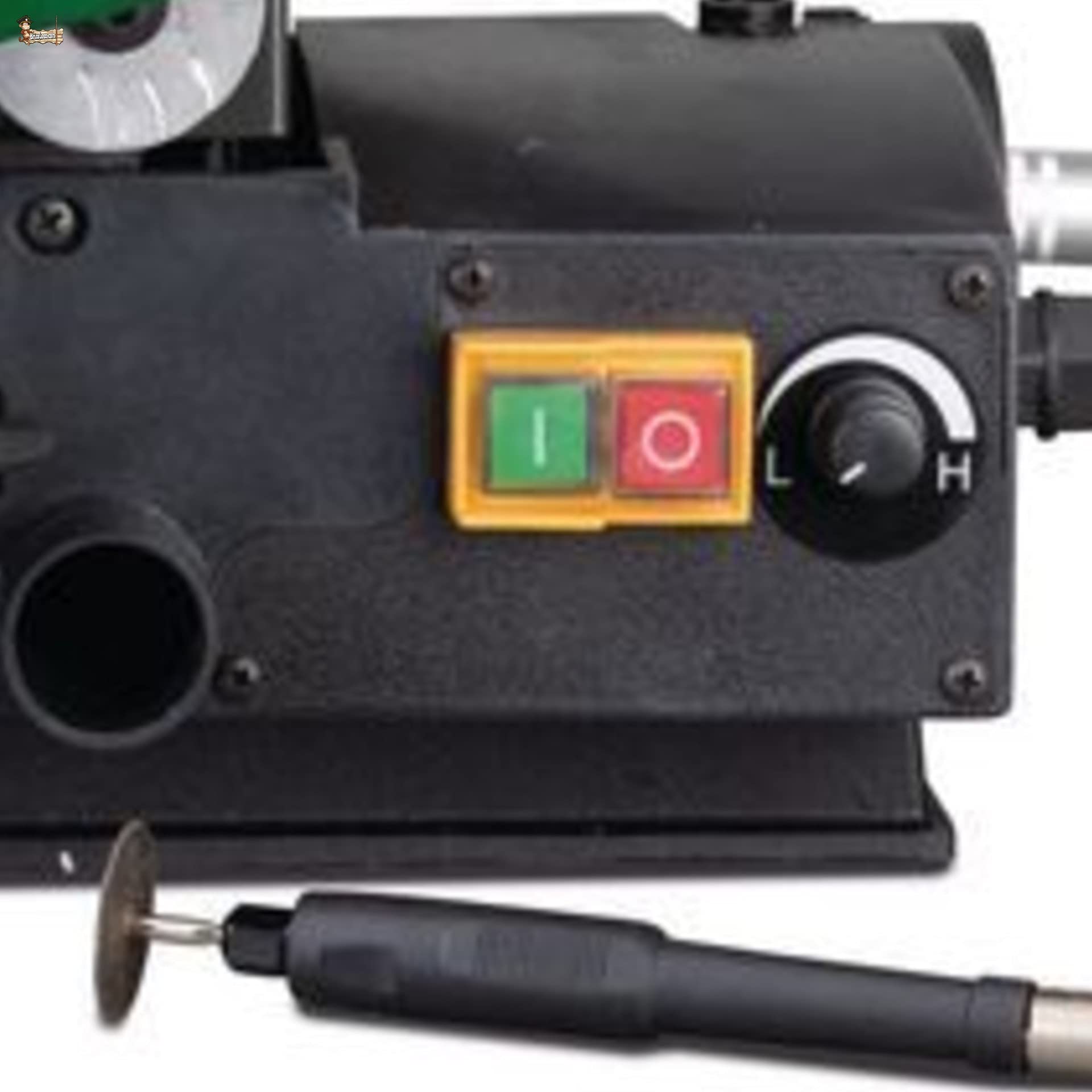 BricoLoco Sierra marquetería eléctrica segueta cinta madera, metal, plástico, yeso. Lijadora manual integrada. 18 seguetas surtidas y kit 103 herramientas de lijado.