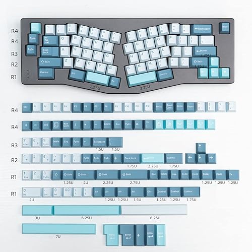 mintcaps Teclas 173 teclas Cherry Profile Doubleshot Blue Keycap Juego completo de teclas personalizadas ISO ANSI para 60% 65% 70% 75% 100% Cherry