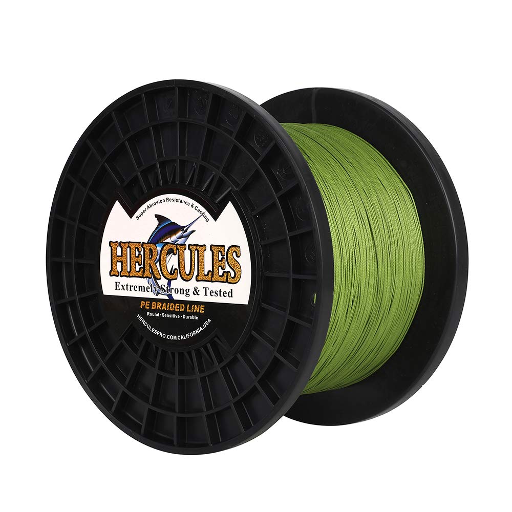 Hercules Super Cast 1000M 1094 Yards Braided Fishing Line 300 LB Test for Saltwater Freshwater PE Braid Fish Lines Superline 8 Strands - Army Green, 300LB (136.1KG), 1.20MM