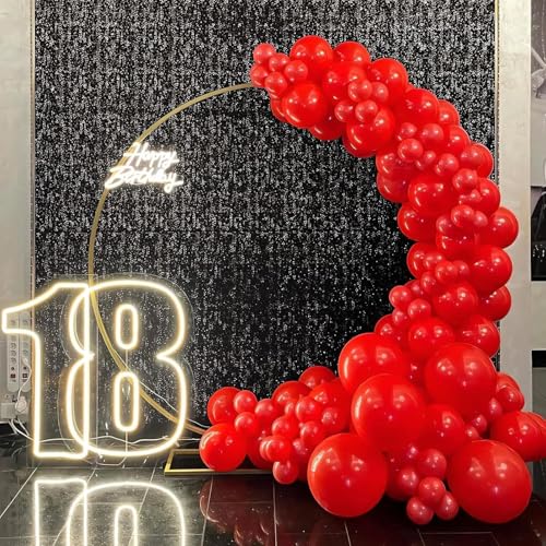 Image of 145pcs Red Balloons Arch Kit Different Sizes of 18 12 10 5 Inch Dark Red Balloons Garland Arch Kit for Birthday Wedding Anniversary Cherry Casino Movie Valentine's Day Christmas Party Decorations