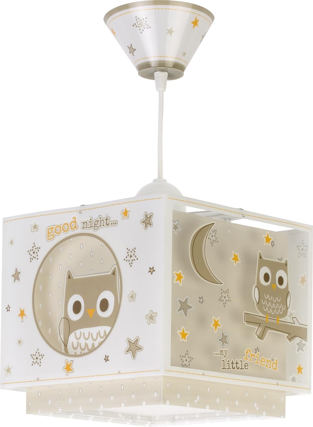 Dalber Lámpara Techo Colgante Infantil Good Night Búho 63392M E27 | Incluye difusor de luz inferior extraible; Habitación niños; lámparas infantiles; animales