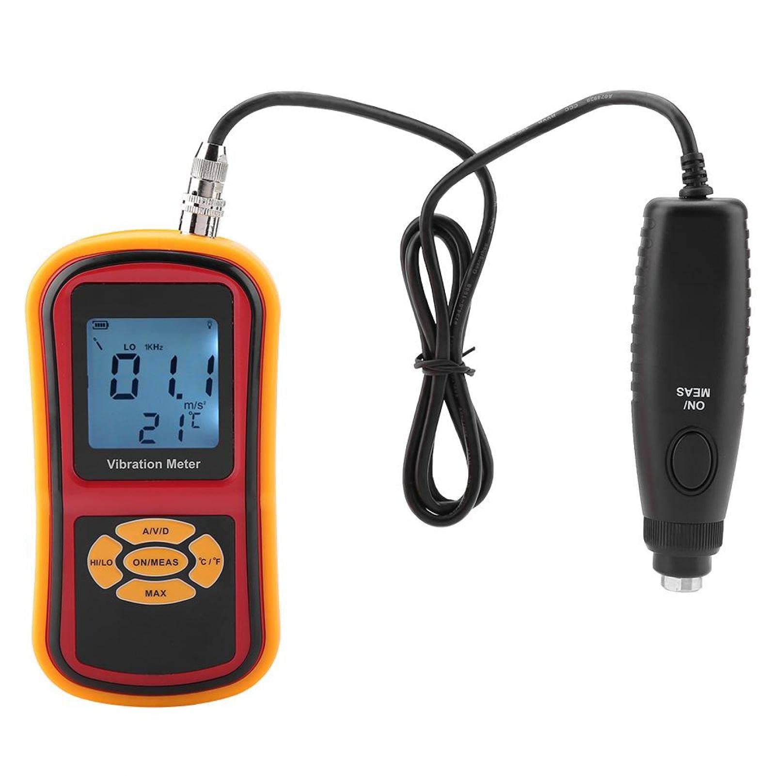 Vibrationsmesser, LCD-Display Digitaler GM63B Vibrationsmesser mit drei Sonden 0-40℃ für mechanische Uhren, Motoren, Lüfter und Lager