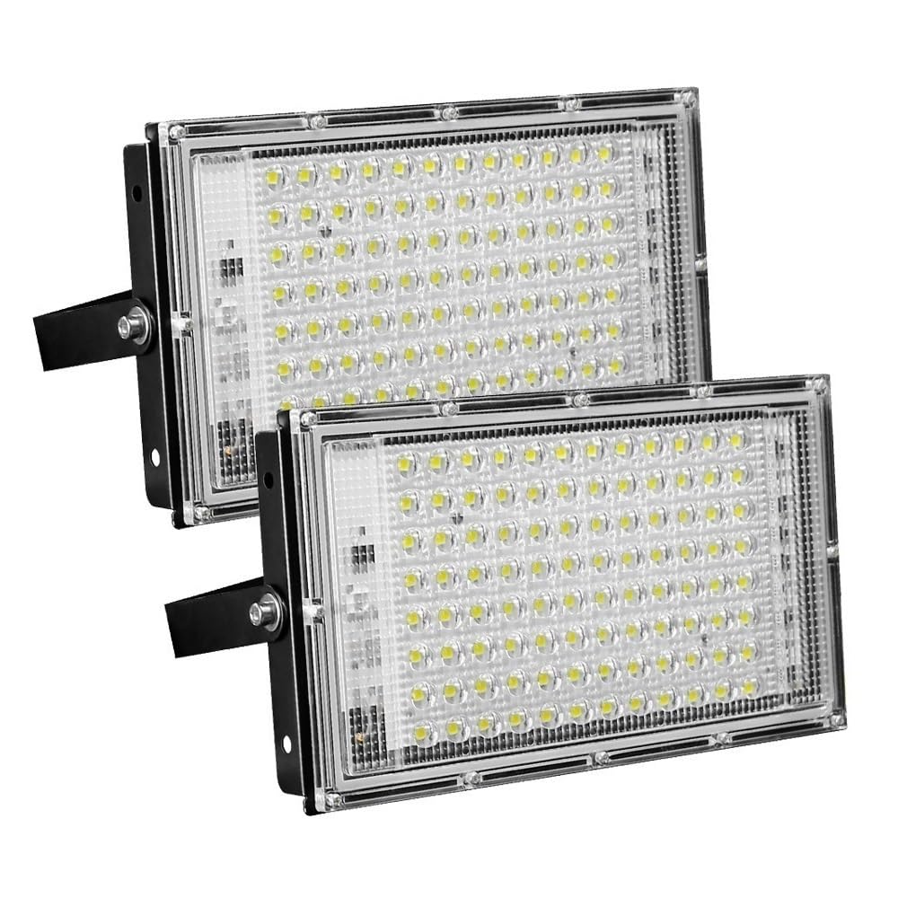 NXCVBNKZJ KJXP Lighting, Pack of 2, LED Spotlights AC220V 100W Outdoor Lighting LED Exterior Projector Floodlight Wall Garden Street Lamp(Warm White)