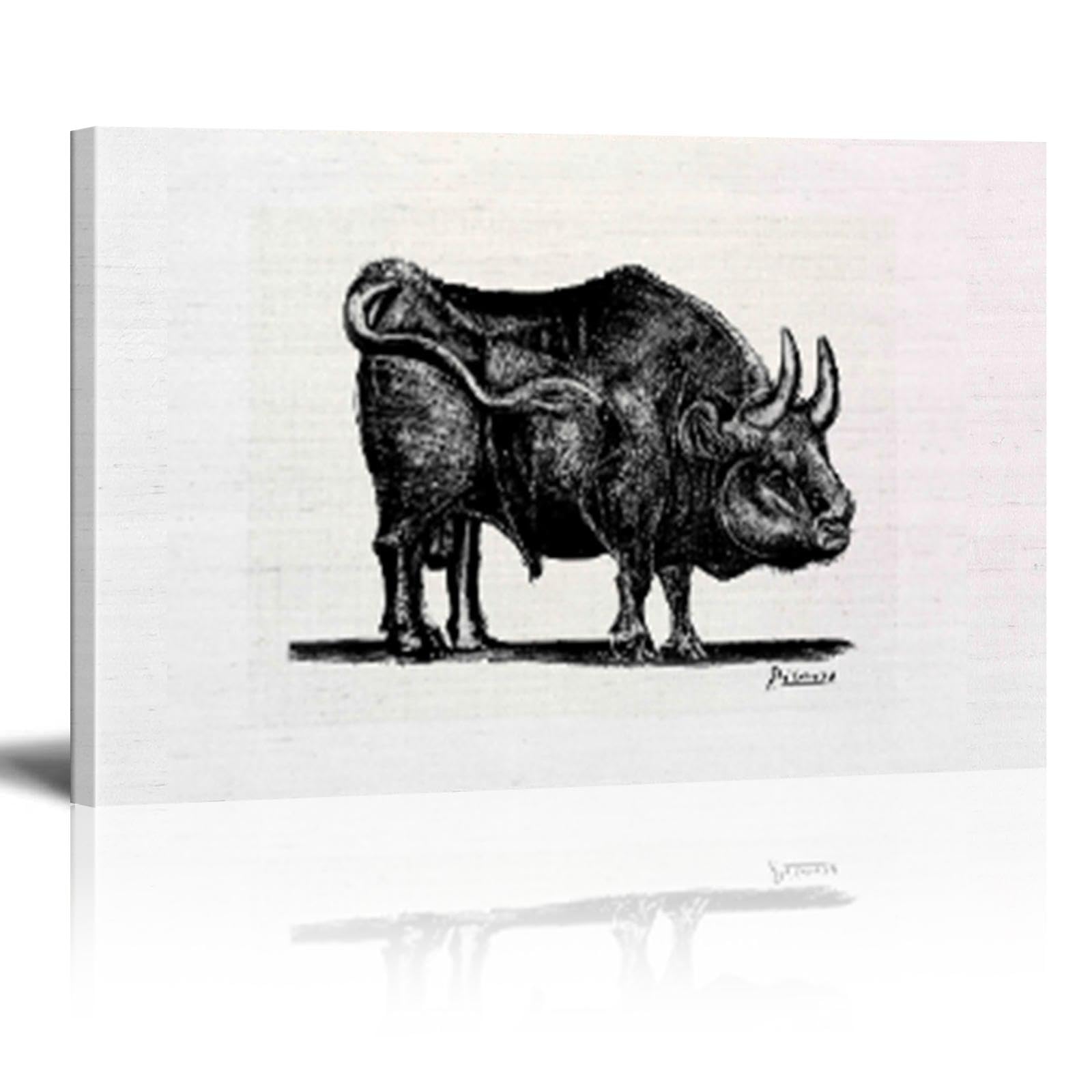 HNKDKJ Picasso the Bull Lithograph Sketch Line Drawing 