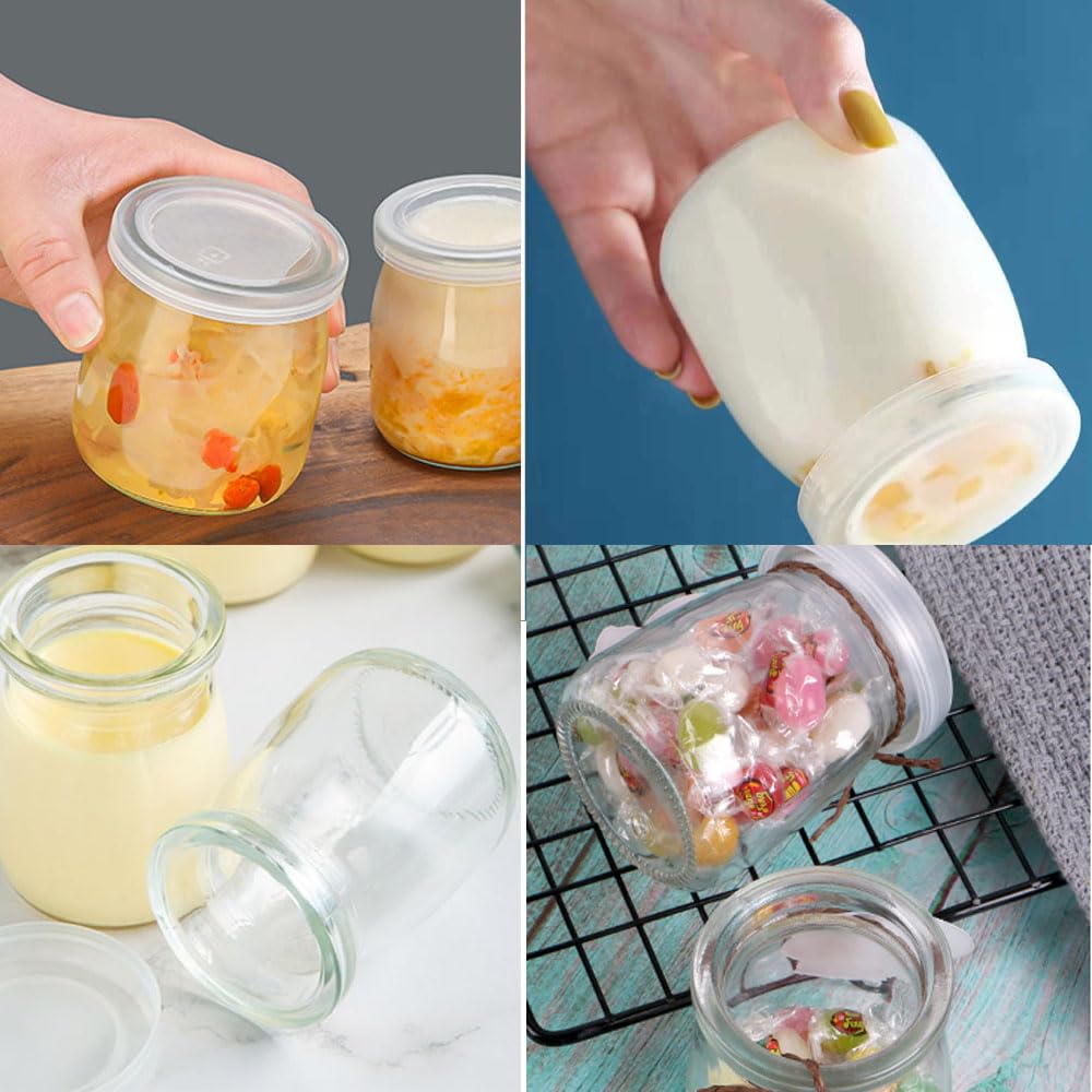 Onboco | Set Di 12 Vasetti In Vetro Per Yogurt Con Coperchi Eretici