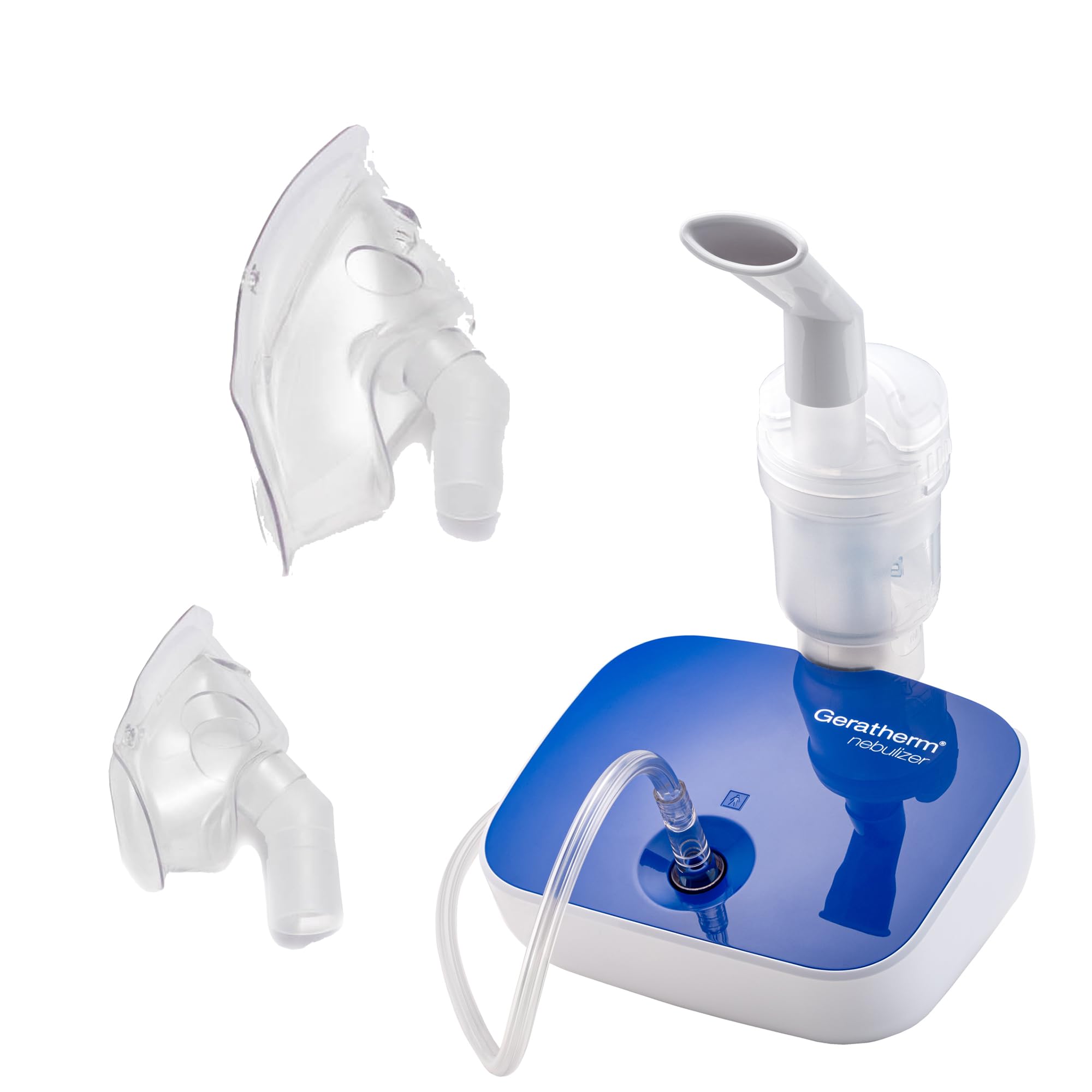 Geratherm nebulizer Kompressor-Inhalationsgerät für Kinder und Erwachsene | Leiser Betrieb ≤ 60 dB: Partikelgröße 1–5 μm für die tiefen Atemwege, inkl. Masken, Schlauch und 5 Filtern