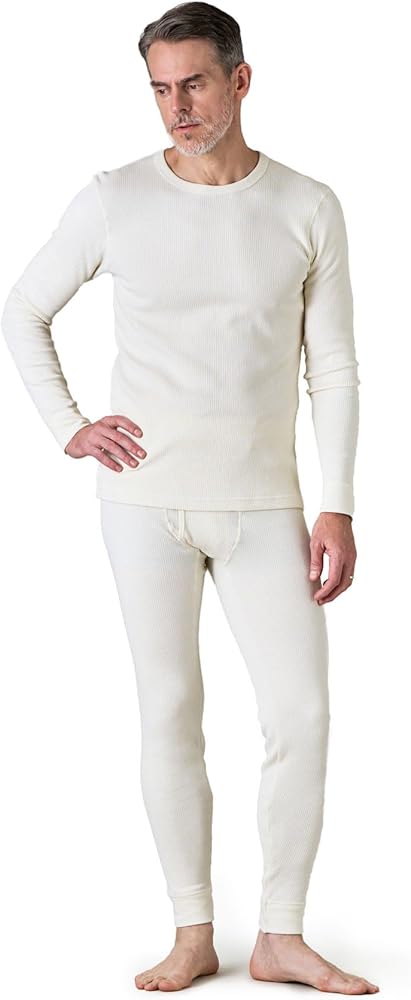 LAPASA Men's Cotton Waffle Thermal Underwear Set Top Long Sleeve