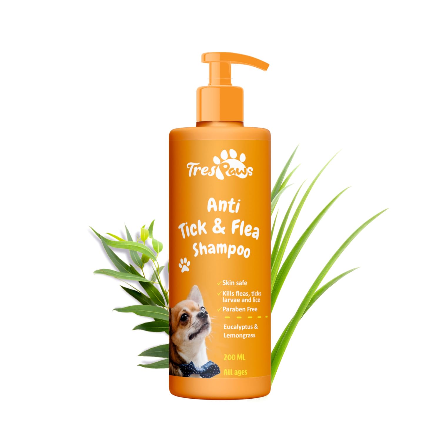 Trespaws Tick & Flea Dog Shampoo with Eucalyptus & Lemongrass | Dog Shampoo for Pomeranian, Shih tzu Puppy, German Shepherd, Labrador & Golden Retriever, Dogs Shampoo | 200ml (B0CM6MFS9V) Amazon Price History, Amazon Price Tracker