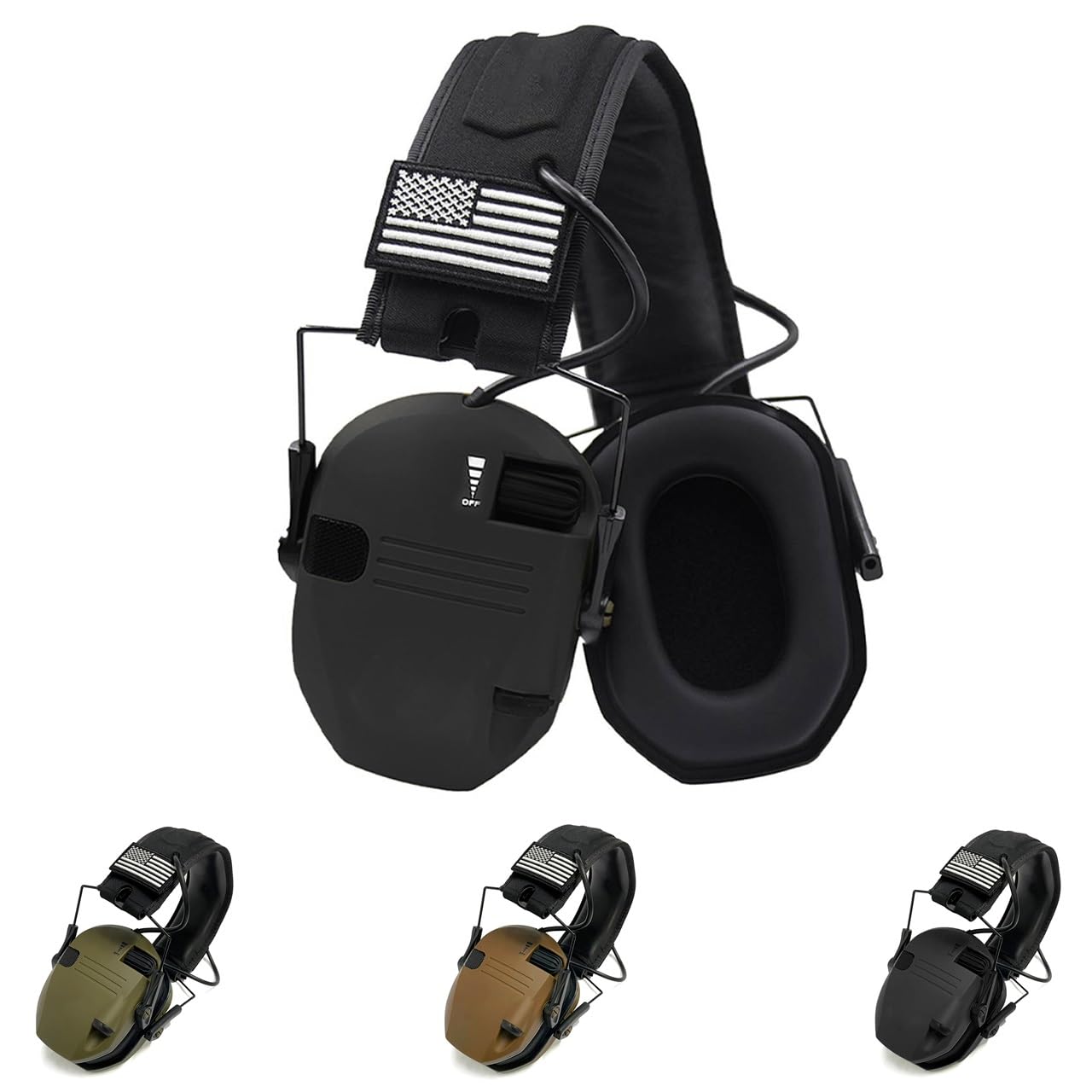 Paraorecchie Elettronico NRR 22DB Tactical Hunting Ear Plugs Protezione Elettronica Tiro Ear Muffs Tappi per Le Orecchie Tattici Sparare(Black)