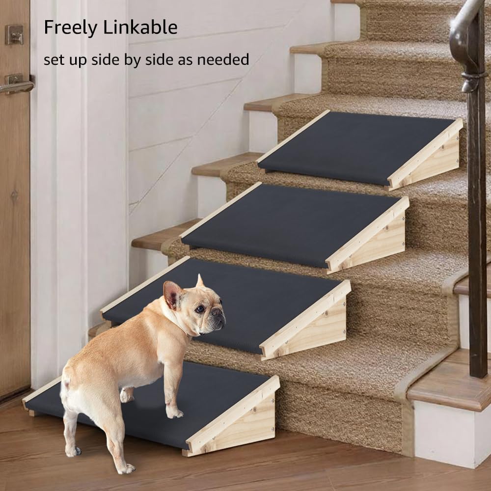 beeNbkks Dog Ramp for Stairs, Non-Slip Rubber Pet Ramps for Small Medium Dogs Cats, Gentle Slope Step and Stair Assist for Senior or Injured Pets