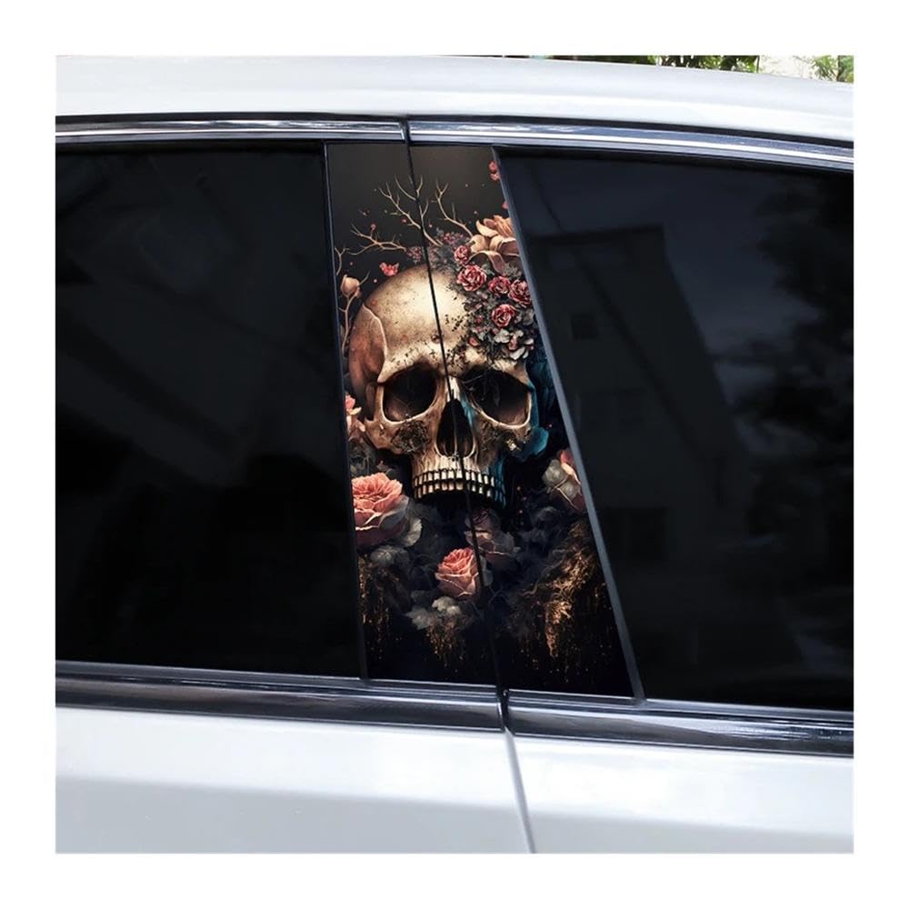 Bertdcx E Skull Sticker Car Door Pillar Diy Personalized Car Window Pillar Cover Scratches Auto Parts(E)