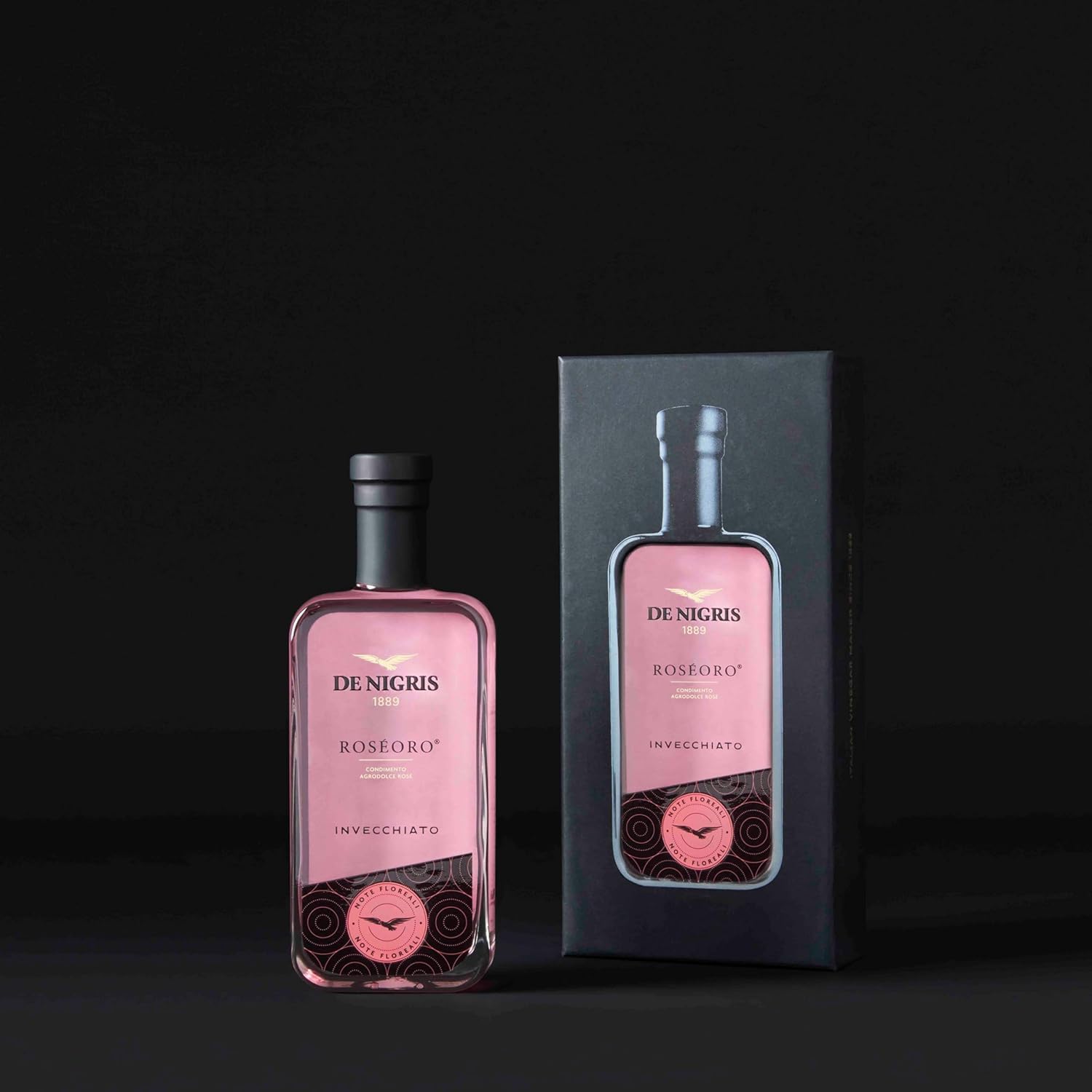 De Nigris Linea Excellence Gourmet Set RoséOro & BiancOro 250 ml x 2 | Süß-Saures Würzmittel mit Reifung im Eichenfass, Florale und Fruchtige Noten | Ideal für Tatar, Salate, Gemüse und Marinaden