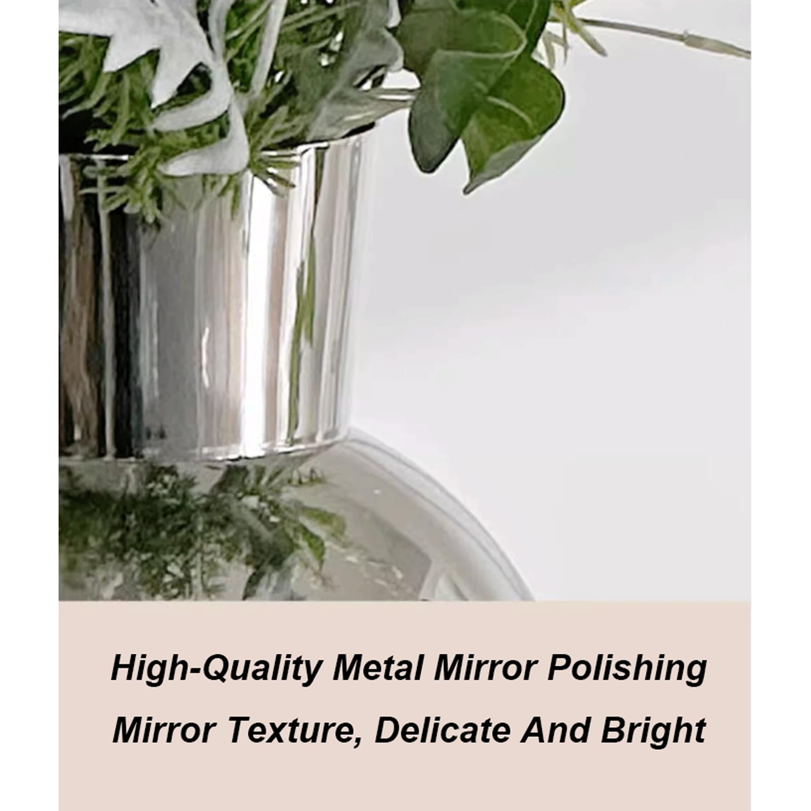 Jarrón nórdico Moderno de Acero Inoxidable: Elegante jarrón de Metal Plateado para Bodas, Aniversarios y decoración del hogar.,Silver 18.3x24cm