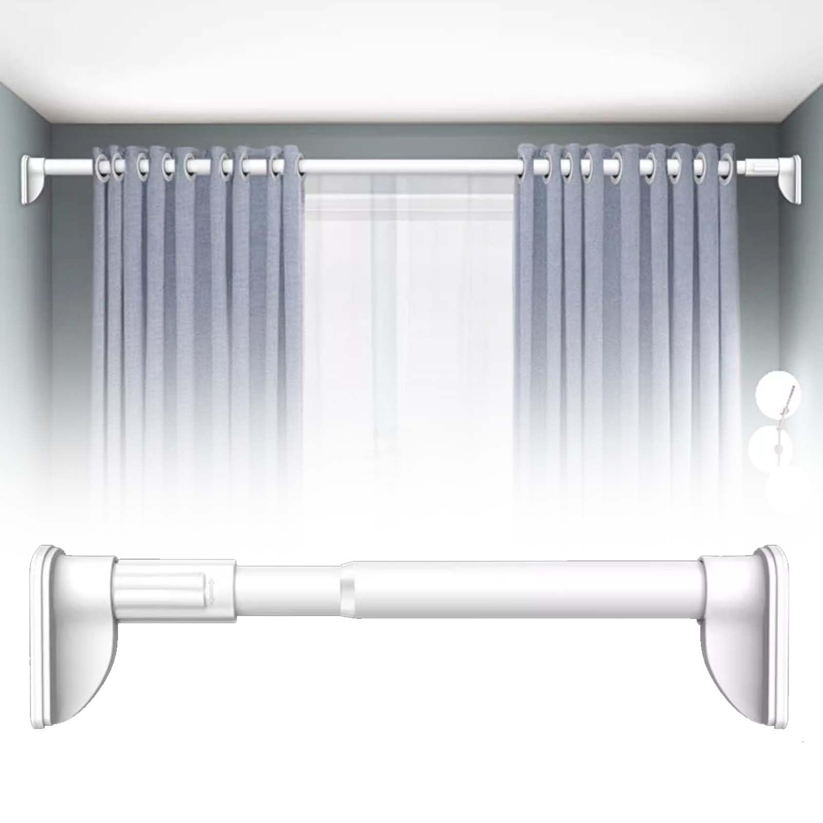 Hanging Closet Rod Extender, No Drill Adjustable Clothes Closet Bar, Stainless Steel Shower Curtain Pole for Wardrobe, Garment Organizer Rack (Color : White, Size : 1.3~2.5m (51.2~98.4in))