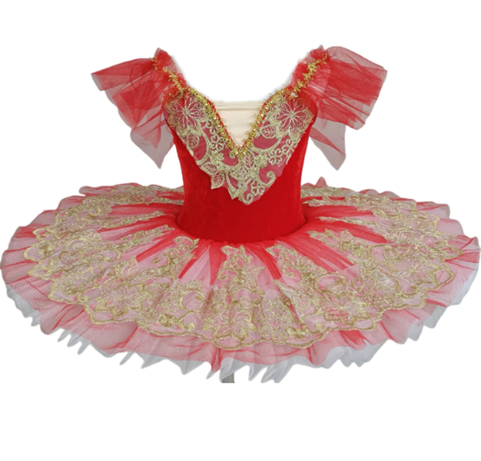 EFLALYHG Vestido de tutú de Ballet para niñas, Vestido de actuación, tutú Bordado Tipo Pancake de Ballet, Trajes de competición de Danza del Cisne